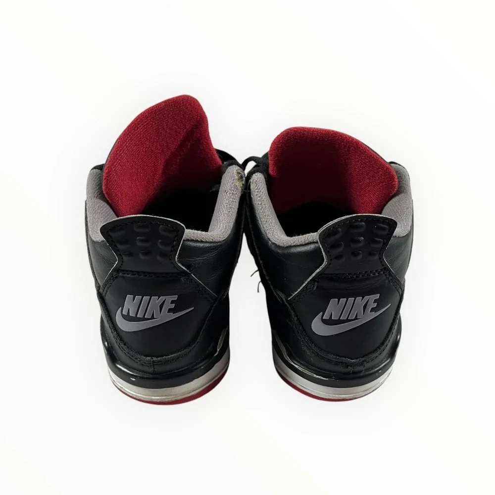 Nike Air Jordan 4 Retro Black Red Boys Athletic Shoes Sz 1Y